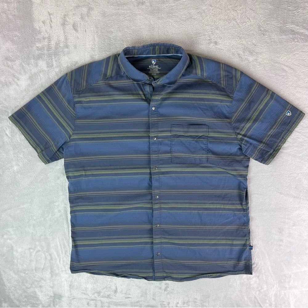 Kuhl Men's Intriguer Shirt Snap Collard Stripe Size XL‎ Blue Plaid Lightweight